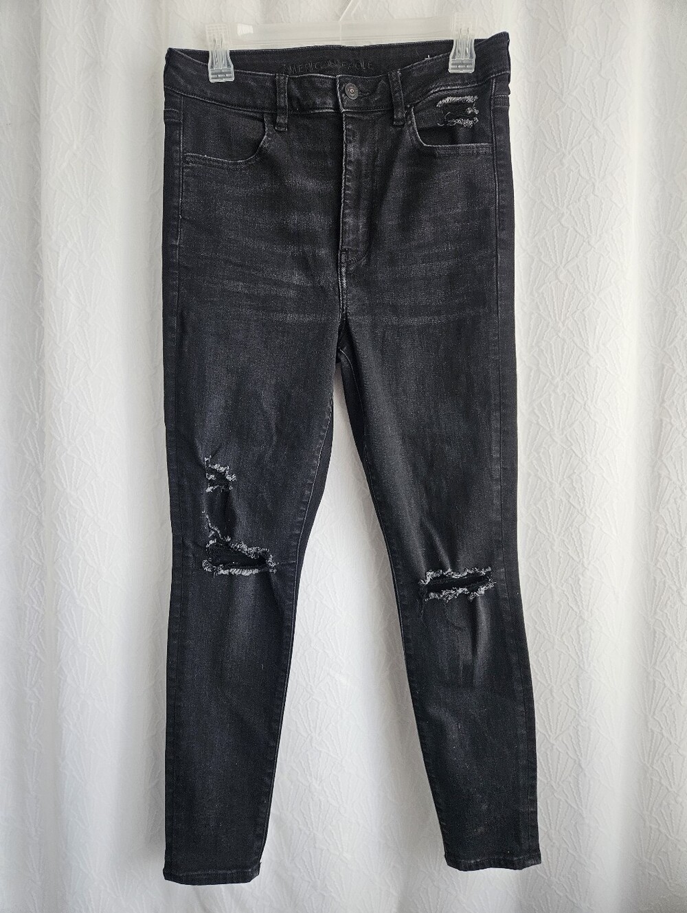 American Eagle Outfitters Black Distressed Skinny Jeans 12 Short